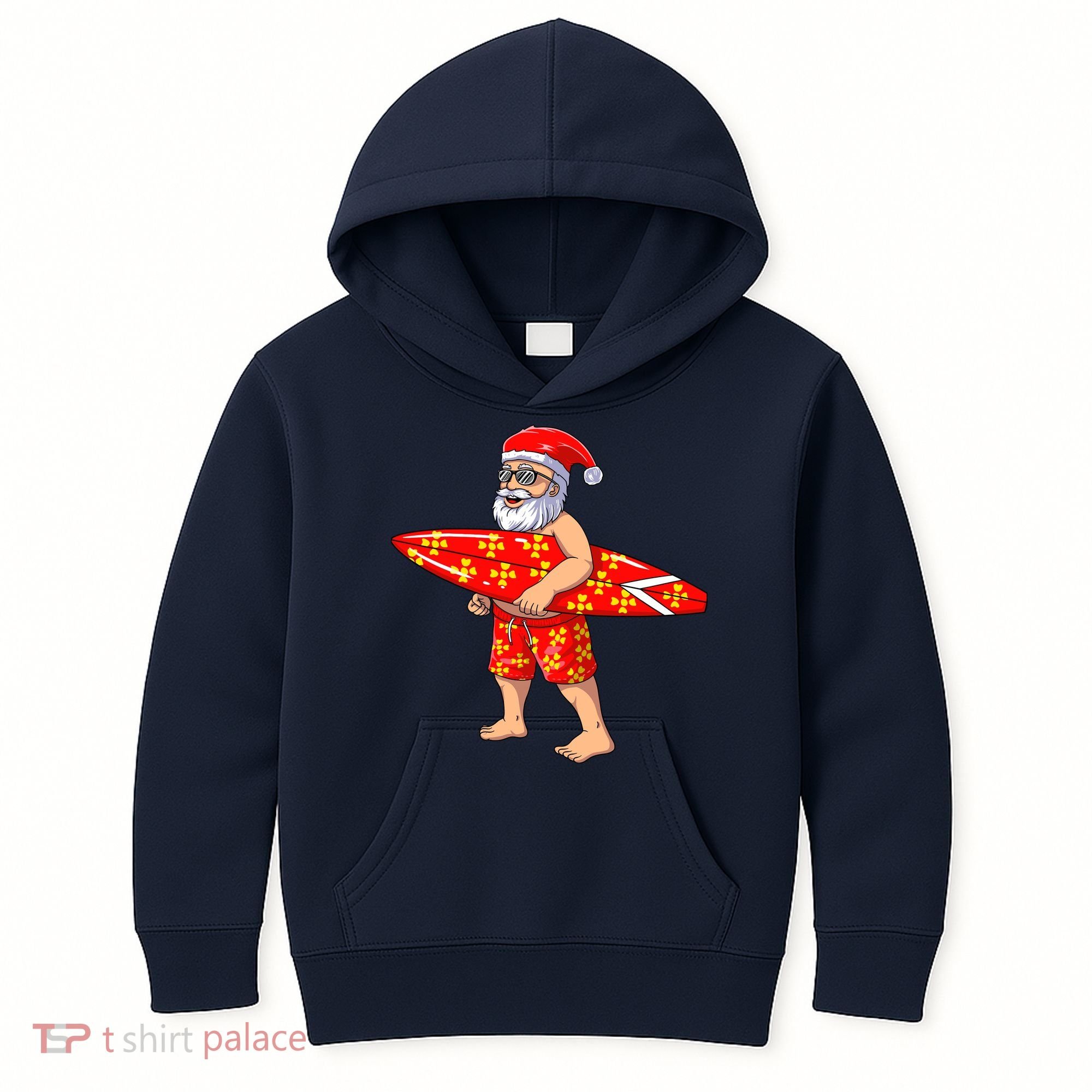 Surfing Santa For Hawaiian Surf Christmas Kids Hoodie