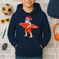 Surfing Santa For Hawaiian Surf Christmas Kids Hoodie thumb 2