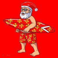 Surfing Santa For Hawaiian Surf Christmas Santa Hat thumb 1