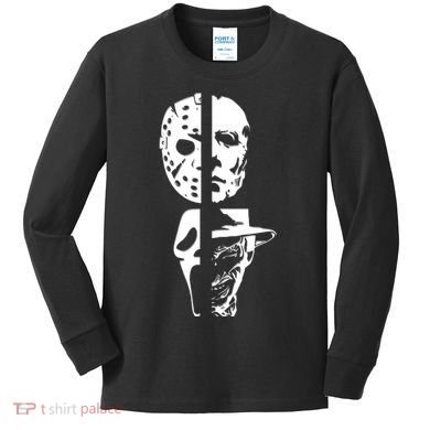 Supervillain Scary Faces Halloween Kids Long Sleeve Shirt