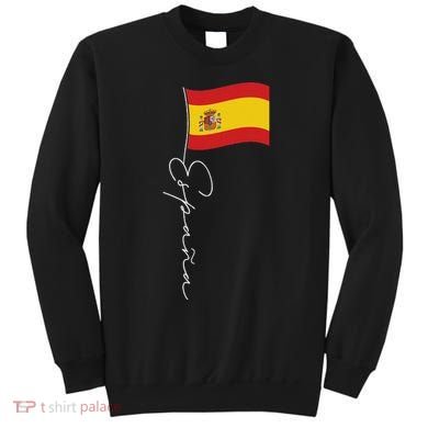 Spain Signature Flag Pole White Patriotic Spanish Flag Sweatshirt