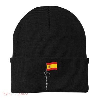 Spain Signature Flag Pole White Patriotic Spanish Flag Beanie