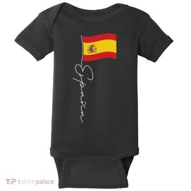 Spain Signature Flag Pole White Patriotic Spanish Flag Baby Bodysuit