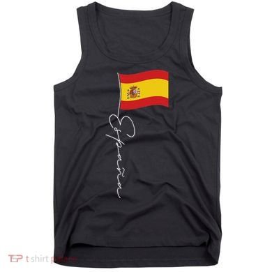 Spain Signature Flag Pole White Patriotic Spanish Flag Tank Top