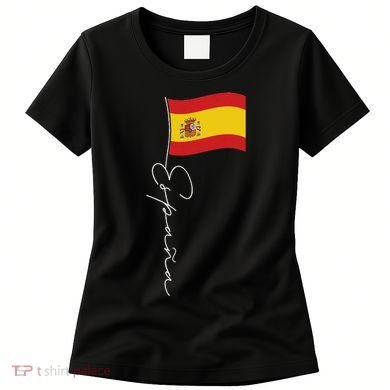 Spain Signature Flag Pole White Patriotic Spanish Flag Women's T-Shirt