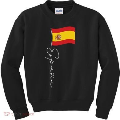 Spain Signature Flag Pole White Patriotic Spanish Flag Kids Sweatshirt