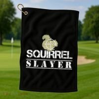 Squirrel Slayer Funny Hunting For Squirrel Hunters Gift Golf Towel thumb 1