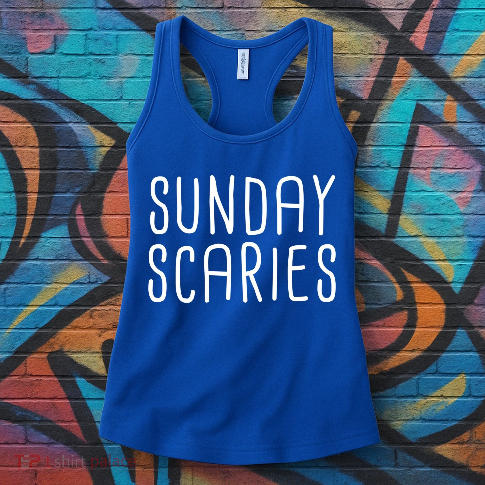 Sunday Scaries Funny Lazy Meme Dreading Monday Sad Mood Gift Women's Tank Top
