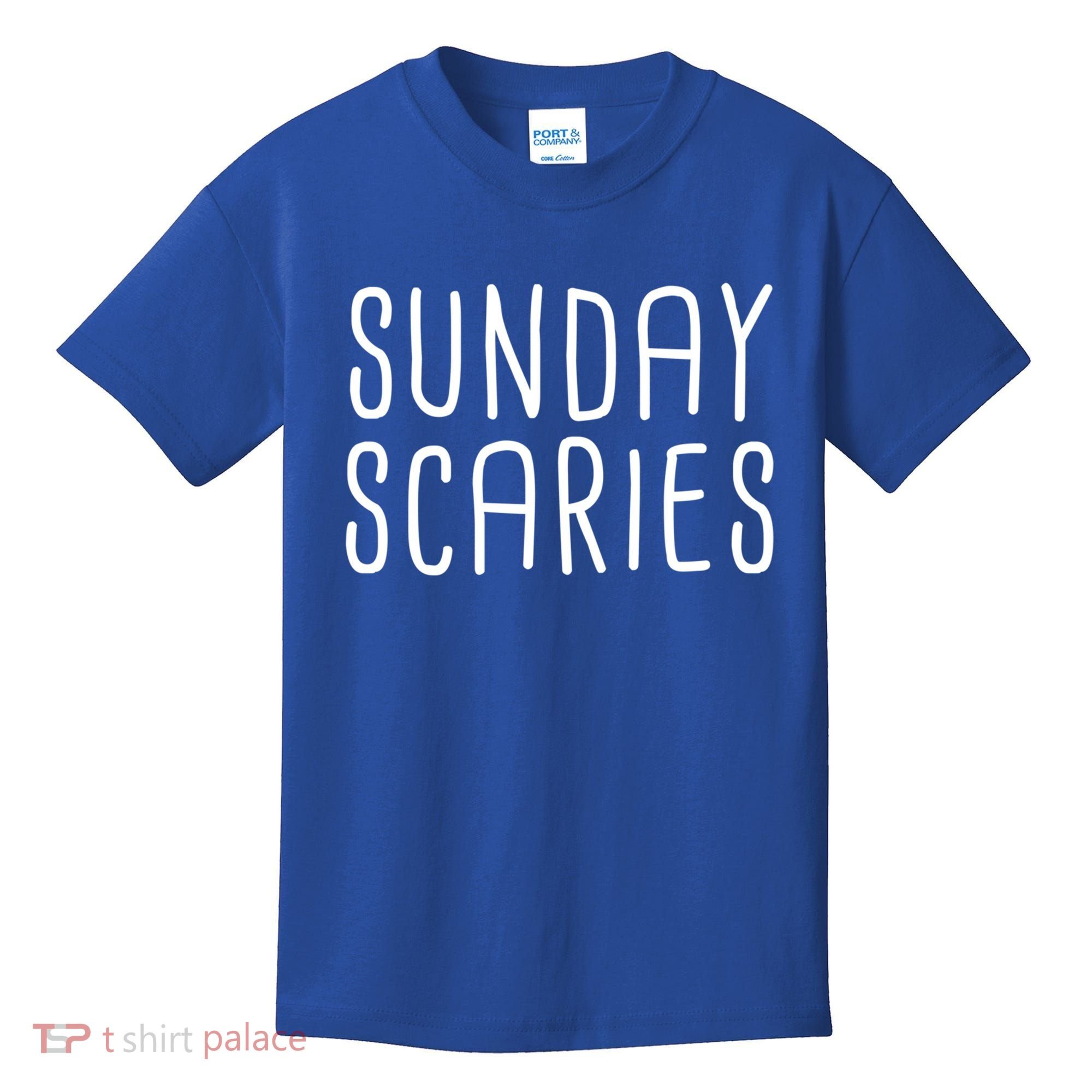 Sunday Scaries Funny Lazy Meme Dreading Monday Sad Mood Gift Kids T-Shirt