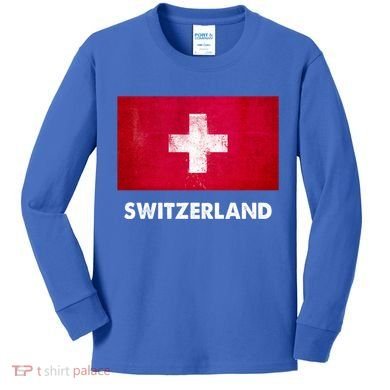 Swiss Switzerland Flag Cute Gift Kids Long Sleeve Shirt