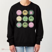 Shamrock Smile Face Disco Retro Groovy St Patricks Day Lucky Women's Sweatshirt thumb 0