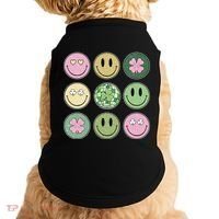 Shamrock Smile Face Disco Retro Groovy St Patricks Day Lucky Doggie Tank thumb 0