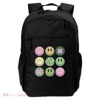 Shamrock Smile Face Disco Retro Groovy St Patricks Day Lucky Backpack thumb 0
