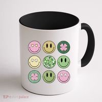 Shamrock Smile Face Disco Retro Groovy St Patricks Day Lucky Coffee Mug thumb 1