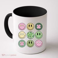 Shamrock Smile Face Disco Retro Groovy St Patricks Day Lucky Coffee Mug thumb 0