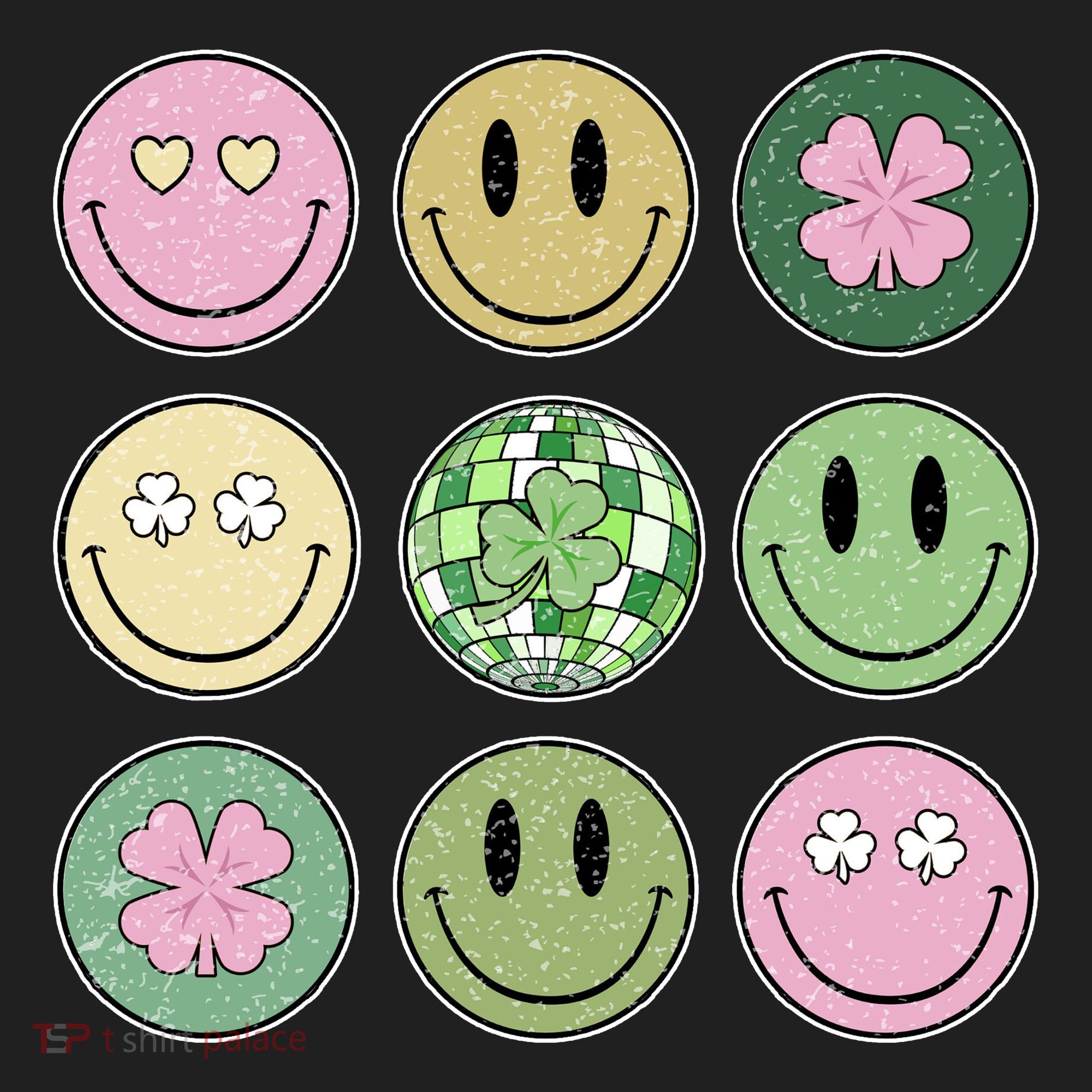 Shamrock Smile Face Disco Retro Groovy St Patricks Day Lucky Beanie