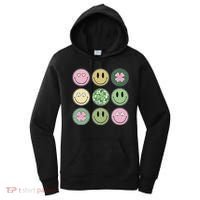 Shamrock Smile Face Disco Retro Groovy St Patricks Day Lucky Women's Hoodie thumb 0