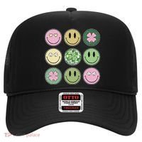 Shamrock Smile Face Disco Retro Groovy St Patricks Day Lucky Hat thumb 0