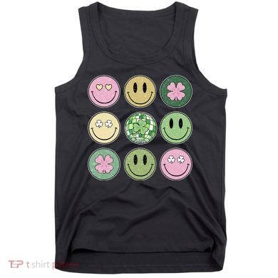 Shamrock Smile Face Disco Retro Groovy St Patricks Day Lucky Tank Top