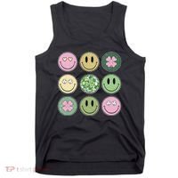 Shamrock Smile Face Disco Retro Groovy St Patricks Day Lucky Tank Top thumb 0