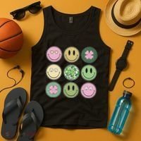 Shamrock Smile Face Disco Retro Groovy St Patricks Day Lucky Tank Top thumb 4