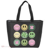 Shamrock Smile Face Disco Retro Groovy St Patricks Day Lucky Tote Bag thumb 0