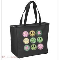 Shamrock Smile Face Disco Retro Groovy St Patricks Day Lucky Tote Bag thumb 2