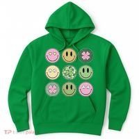 Shamrock Smile Face Disco Retro Groovy St Patricks Day Lucky Hoodie thumb 0