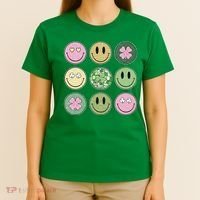 Shamrock Smile Face Disco Retro Groovy St Patricks Day Lucky T-Shirt thumb 4