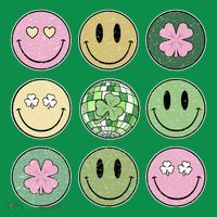 Shamrock Smile Face Disco Retro Groovy St Patricks Day Lucky Coaster thumb 2