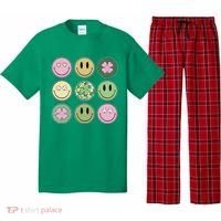 Shamrock Smile Face Disco Retro Groovy St Patricks Day Lucky Pajama Set thumb 0