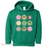 Shamrock Smile Face Disco Retro Groovy St Patricks Day Lucky Toddler Hoodie thumb 0