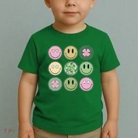 Shamrock Smile Face Disco Retro Groovy St Patricks Day Lucky Toddler T-Shirt thumb 2