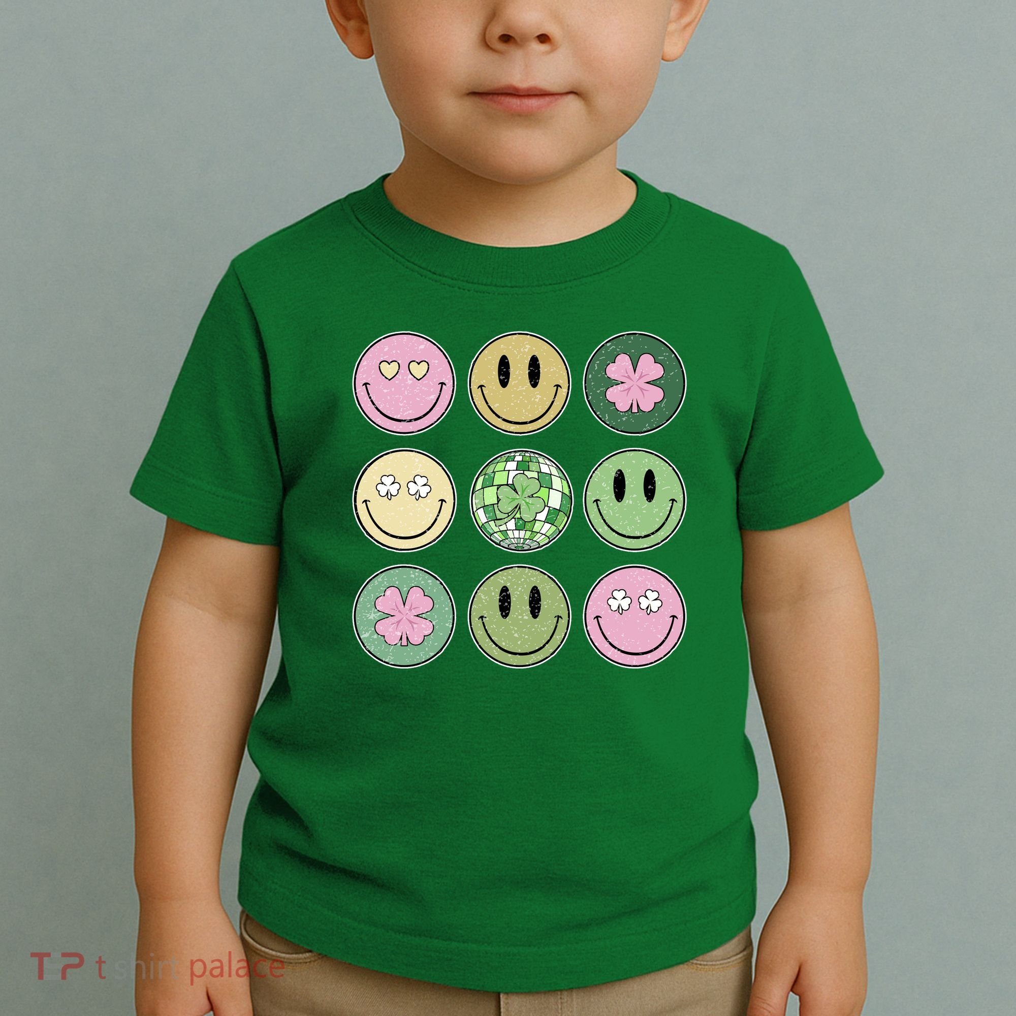 Shamrock Smile Face Disco Retro Groovy St Patricks Day Lucky Toddler T-Shirt