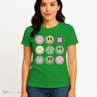 Shamrock Smile Face Disco Retro Groovy St Patricks Day Lucky Women's T-Shirt thumb 4