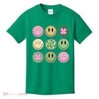 Shamrock Smile Face Disco Retro Groovy St Patricks Day Lucky Kids T-Shirt thumb 0