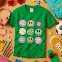 Shamrock Smile Face Disco Retro Groovy St Patricks Day Lucky Kids T-Shirt thumb 3