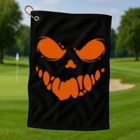 Scary Spooky Face Halloween Gift Golf Towel thumb 1