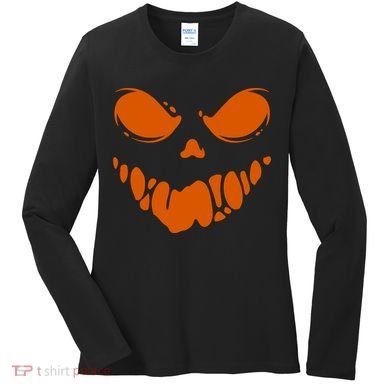 Scary Spooky Face Halloween Gift Women's Long Sleeve Shirt