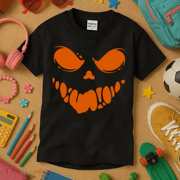 Scary Spooky Face Halloween Gift Kids T-Shirt