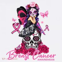 Sugar Skull Fight Breast Cancer Awareness Like A Girl Ribbon Women's Hoodie thumb 2