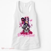 Sugar Skull Fight Breast Cancer Awareness Like A Girl Ribbon Women's Tank Top thumb 0