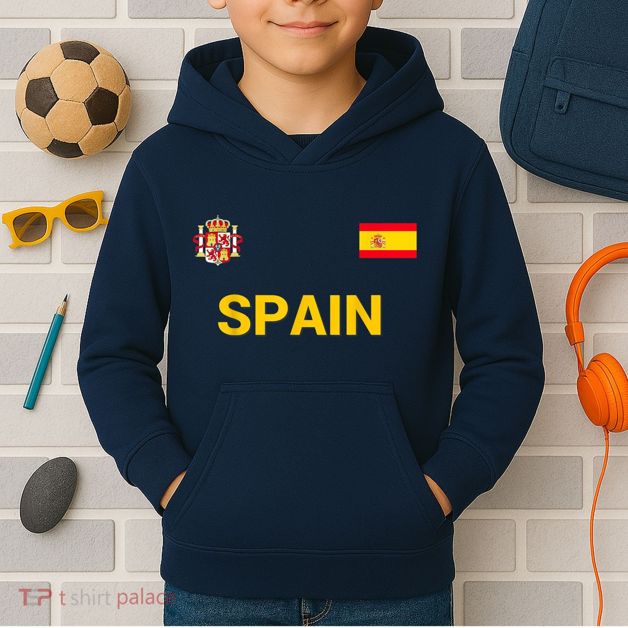 Spain Shirt-Espana Flag Jersey Soccer -Football Kids Hoodie