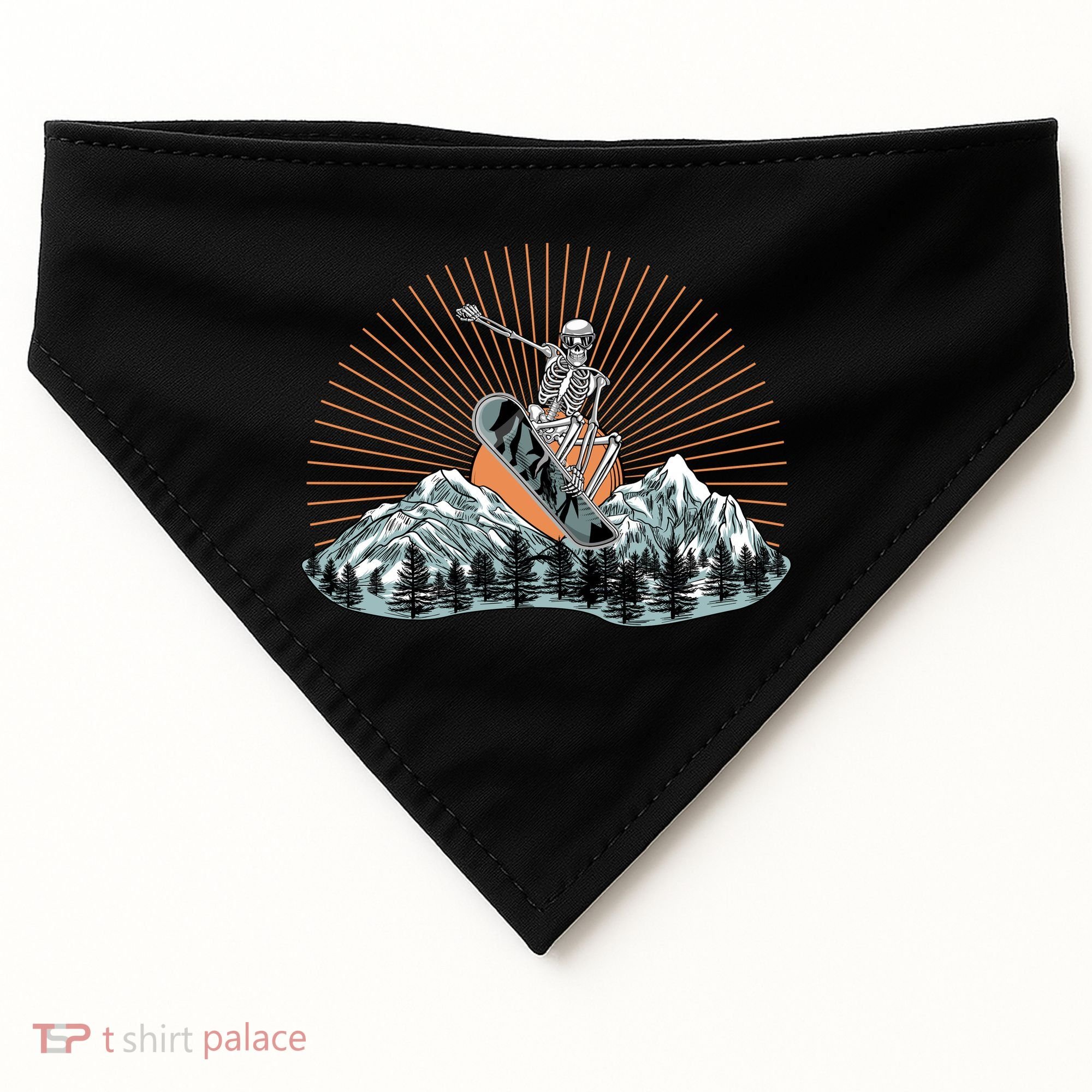 Ski Skull Funny Snowboarding Lover USA-Made Doggie Bandana