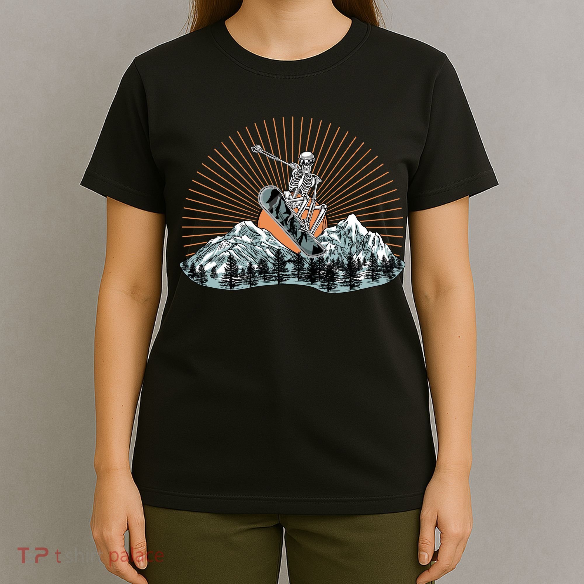 Ski Skull Funny Snowboarding Lover T-Shirt