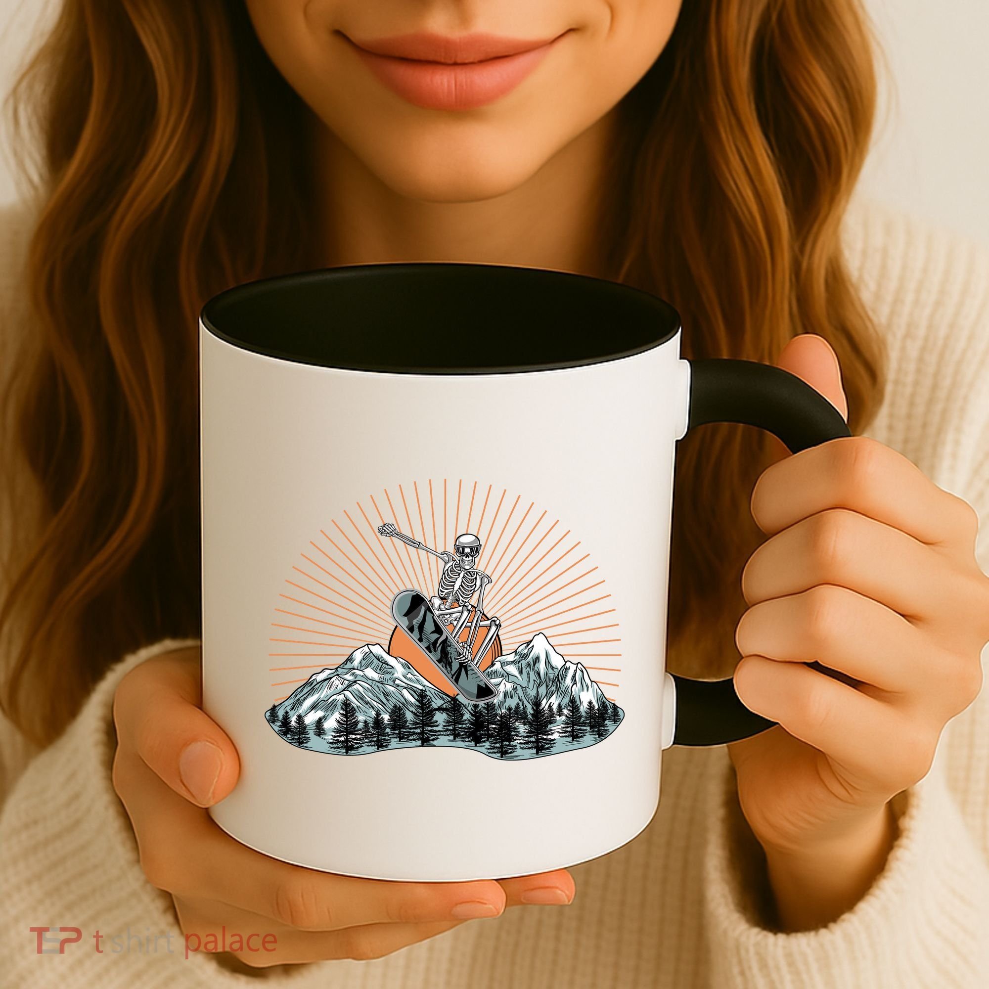 Ski Skull Funny Snowboarding Lover Coffee Mug