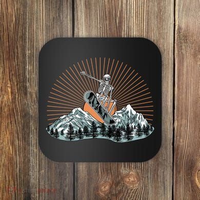 Ski Skull Funny Snowboarding Lover Coaster