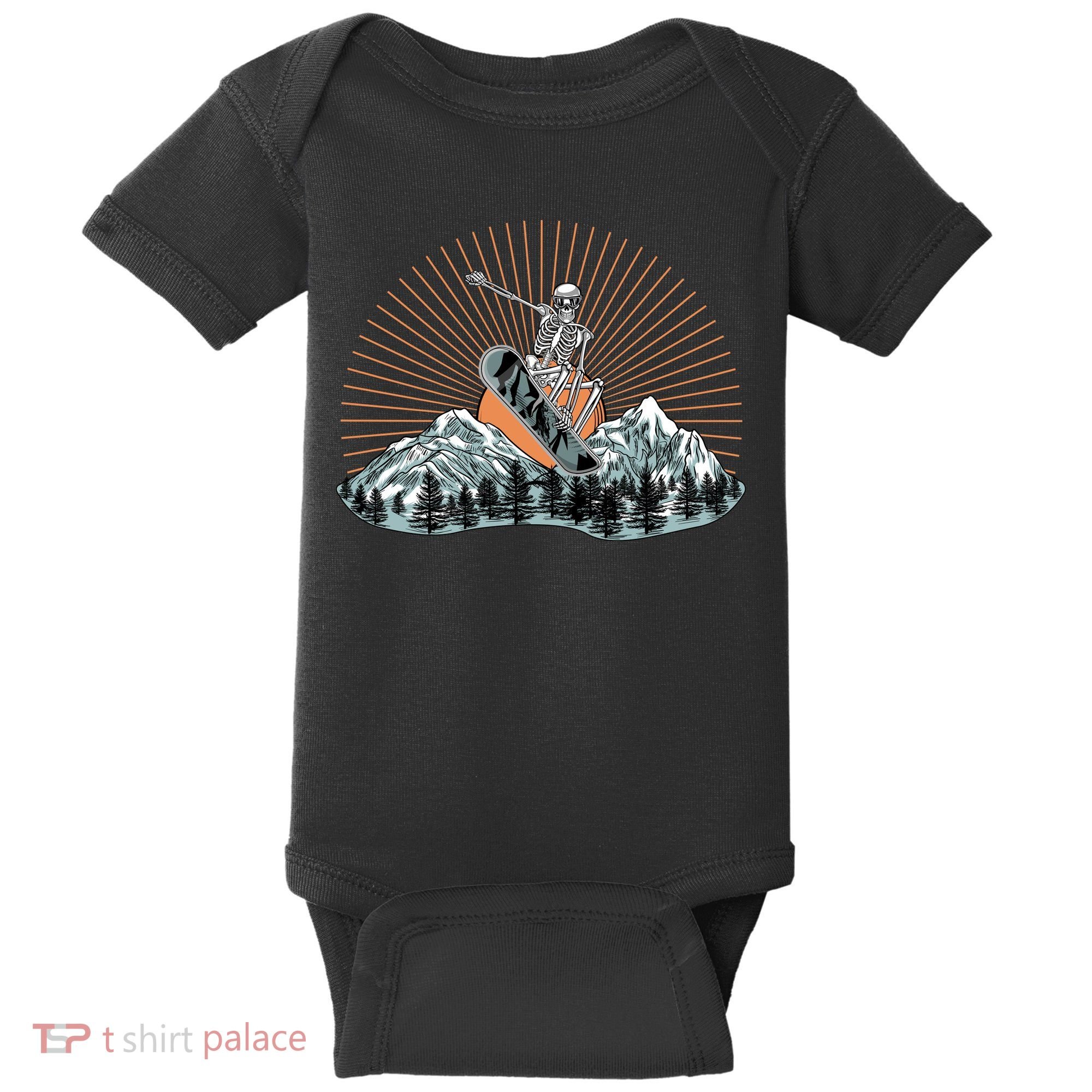 Ski Skull Funny Snowboarding Lover Baby Bodysuit