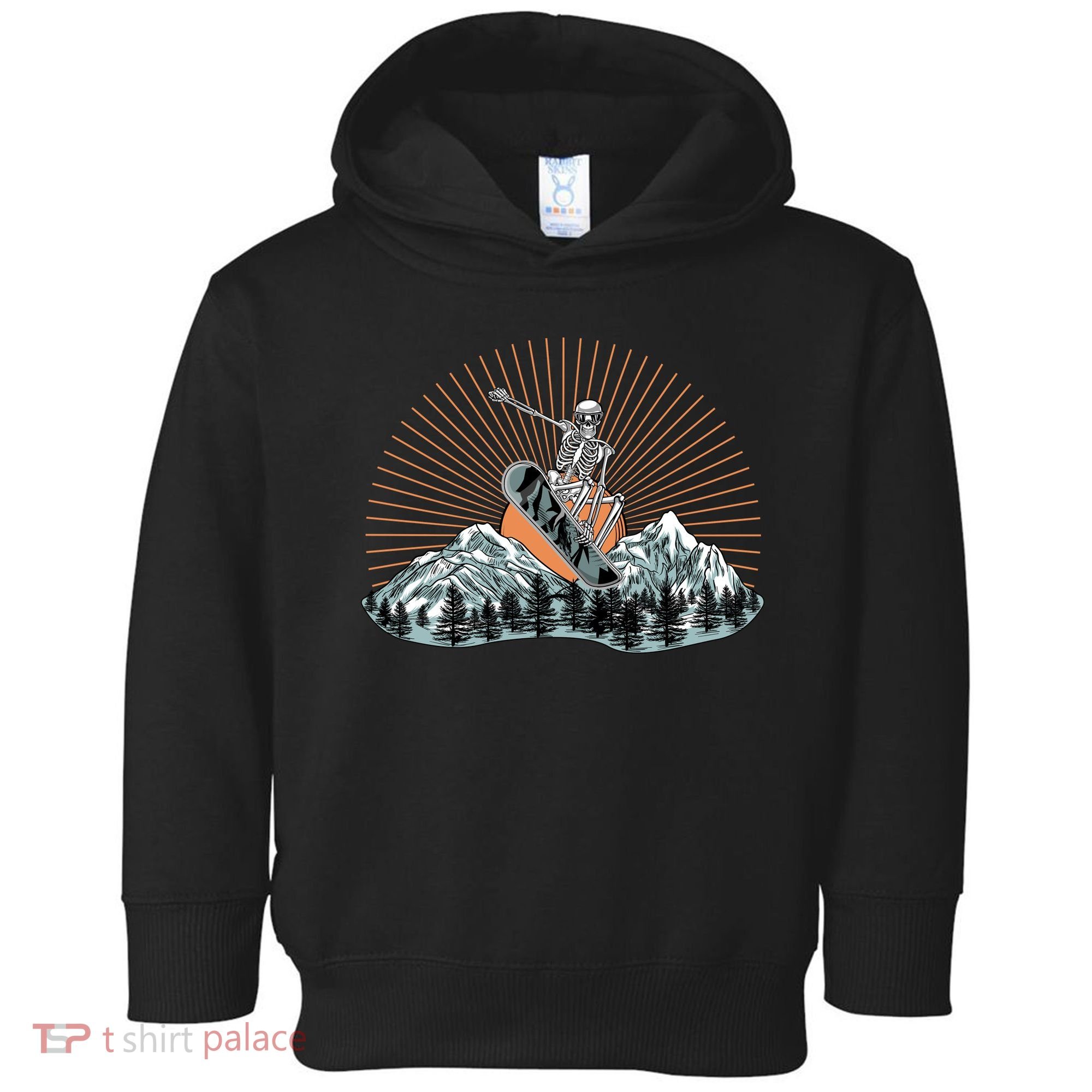 Ski Skull Funny Snowboarding Lover Toddler Hoodie