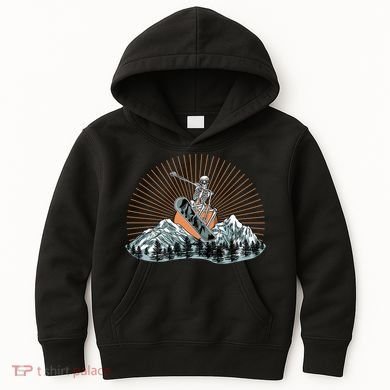 Ski Skull Funny Snowboarding Lover Kids Hoodie